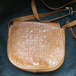 Vintage croco leather shoulder bag